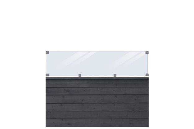 Bild von Plus Klink Profilzaun mit Glaselement 174 x 125 cm PEFC schwarz