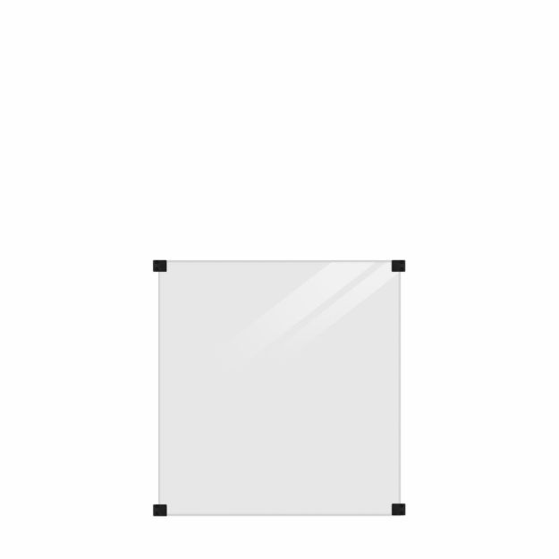 Bild von Plus Glaszaun 90 x 91 cm - 6 mm rauchfarben satiniert - schwarze Halterungen