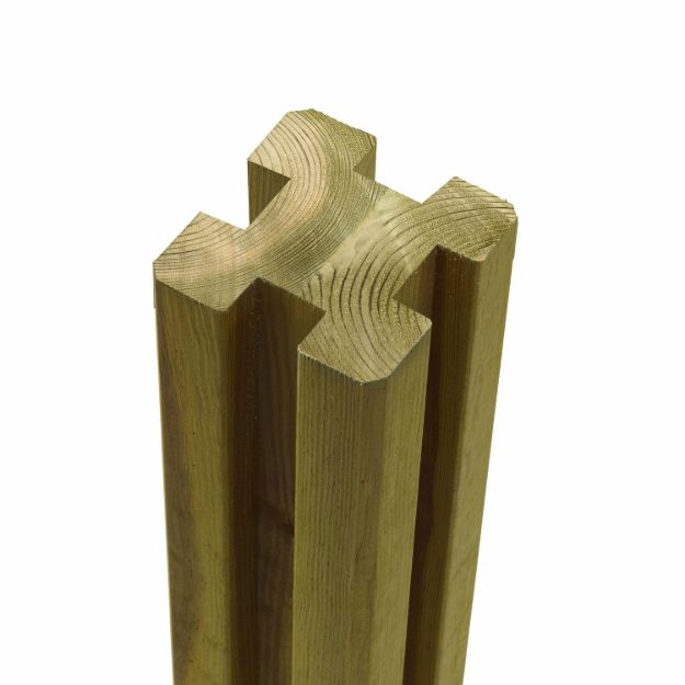 Image de Plus Leimholzpfosten Profilpfosten 4 Nut druckimprägniert 9 x 9 x 298 cm