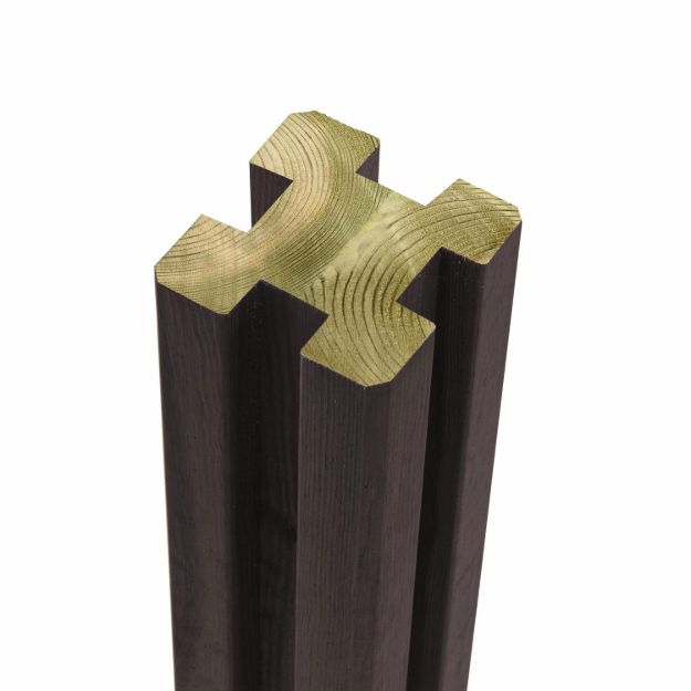 Immagine di Plus Leimholzpfosten Profilpfosten 4 Nut schwarz 9 x 9 x 298 cm