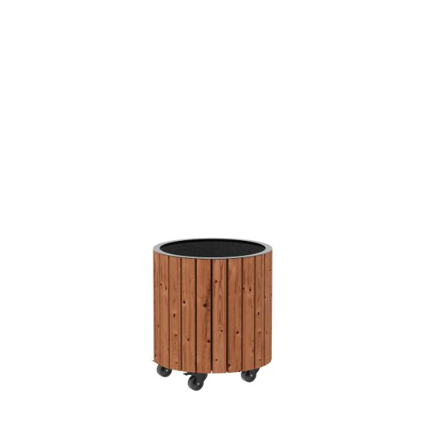 Immagine di Plus Circle rollender Pflanzkasten ThermoWood - schwarz 40 x 45 cm