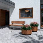 Bild von Plus Circle rollender Pflanzkasten ThermoWood - schwarz 55 x 55 cm