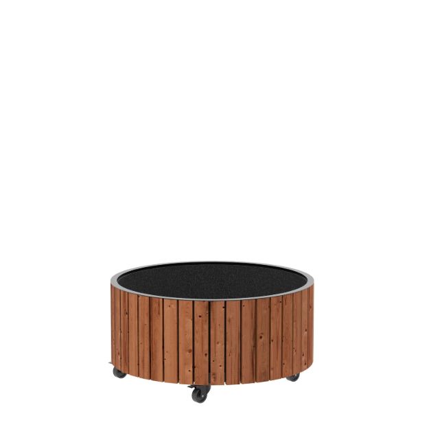 Bild von Plus Circle rollender Pflanzkasten ThermoWood - schwarz 70 x 35 cm