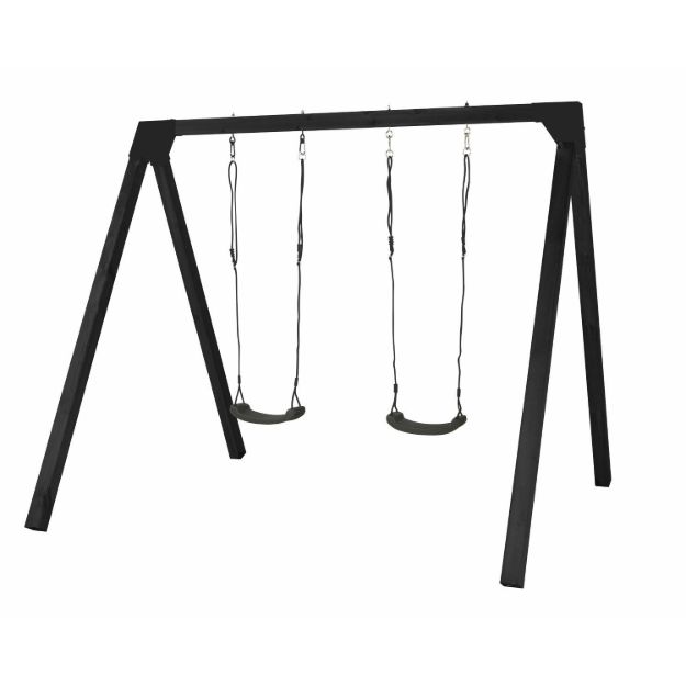 Immagine di Plus Gartenschaukel Schaukelgestell Luxus schwarz 268 x 260 x 225 cm mit 2 Schaukeln