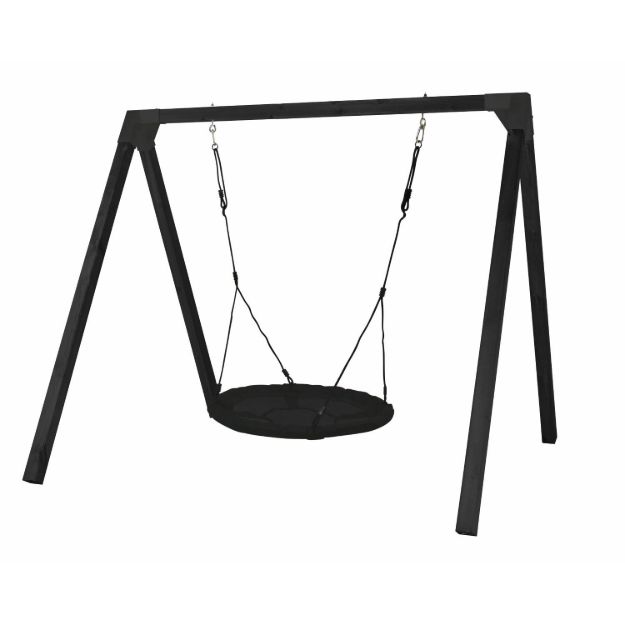 Immagine di Plus Gartenschaukel Schaukelgestell Luxus schwarz 268 x 260 x 225 cm mit Nestschaukel schwarz