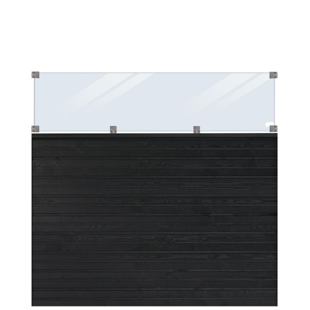 Image de Plus Plank Profilzaun mit Glas 174 x 163 cm PEFC schwarz