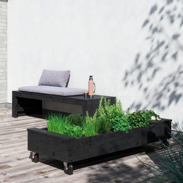 Immagine di Plus Fun Sitzbank mit rollbarem Hochbeet 60 x 180 cm