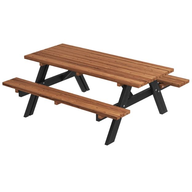Image de Plus Picknicktisch mit Klappsitzen ThermoWood / schwarz 177 cm