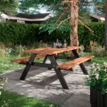 Image de Plus Picknicktisch mit Klappsitzen ThermoWood / schwarz 177 cm