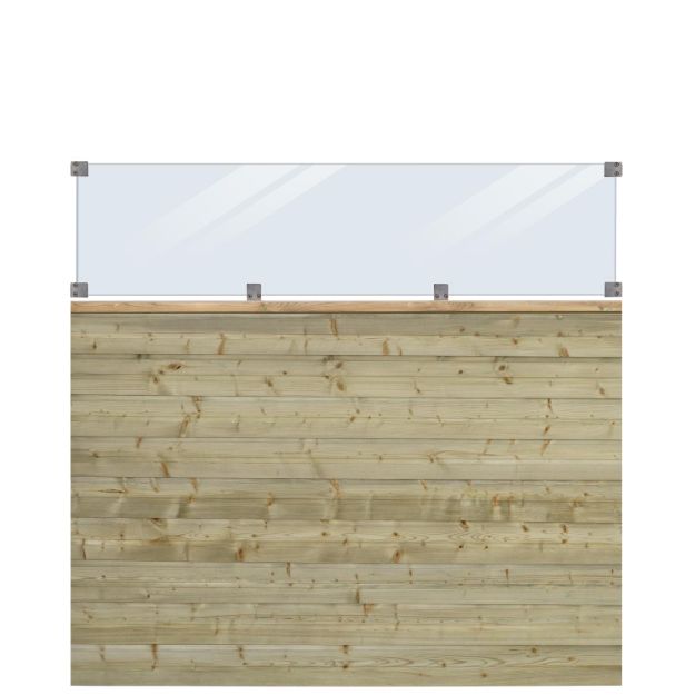 Immagine di Plus Plank Profilzaun mit Glas 174 x 163 cm PEFC druckimprägniert