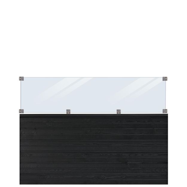 Bild von Plus Plank Profilzaun mit Glas 174 x 125 cm PEFC schwarz
