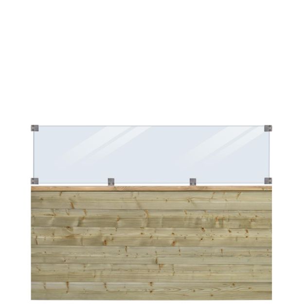 Image de Plus Plank Profilzaun mit Glas 174 x 125 cm PEFC druckimprägniert