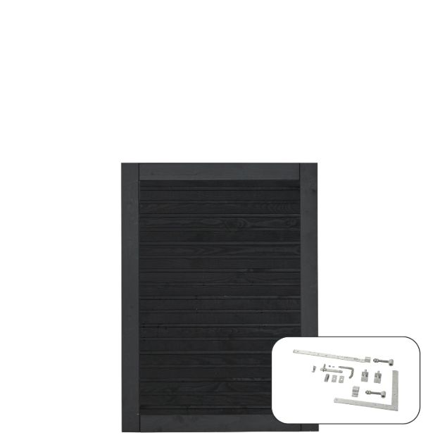 Image de Plus Plank Gartentüre 100 x 125 cm PEFC schwarz mit Beschlägen