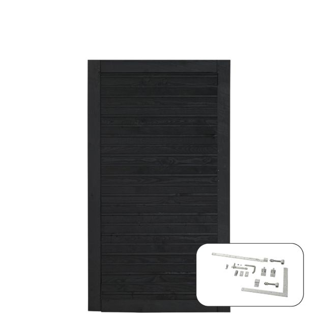 Immagine di Plus Plank Einzeltür 100 x 163 cm PEFC schwarz mit Beschlägen
