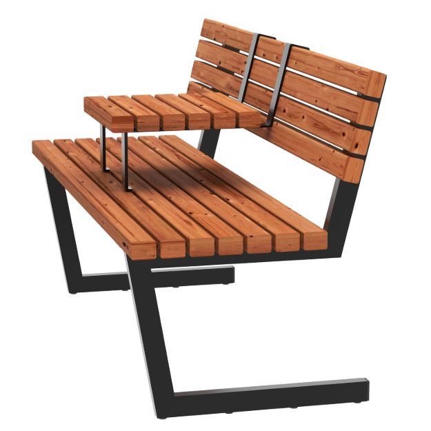Immagine di Plus Relax Bank mit Hängetisch 150 cm ThermoWood - schwarz