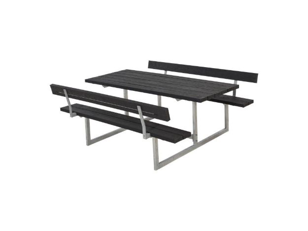 Immagine di Plus Basic Picknicktisch mit 2 Rückenlehnen RePlast schwarz 177 x 184 cm