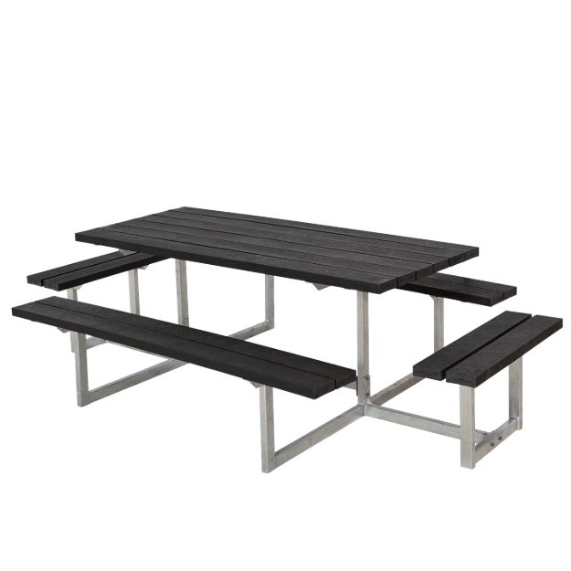 Bild von Plus Basic Picknicktisch mit 2 Anbausätzen RePlast schwarz 260 x 160 cm