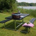 Bild von Plus Basic Picknicktisch mit 2 Anbausätzen RePlast schwarz 260 x 160 cm