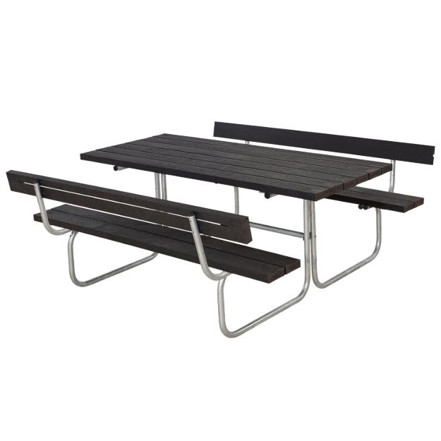 Bild von Plus Classic Picknicktisch mit 2 Rückenlehnen RePlast Recycling schwarz 177 x 177 cm