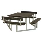 Immagine di Plus Twist Sitzgruppe Picknicktisch mit 2 Rückenlehnen RePlast Recycling schwarz 204 cm