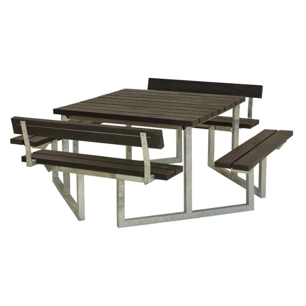 Immagine di Plus Twist Sitzgruppe Picknicktisch mit 2 Rückenlehnen RePlast Recycling schwarz 204 cm