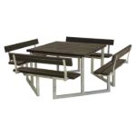 Bild von Plus Twist Sitzgruppe Picknicktisch mit 4 Rueckenlehnen RePlast Recycling schwarz 227 cm