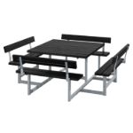 Bild von Plus Picnic Picknicktisch 8-Sitzer mit 4 Rückenlehnen RePlast Recycling schwarz 224 cm