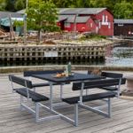 Bild von Plus Picnic Picknicktisch 8-Sitzer mit 4 Rückenlehnen RePlast Recycling schwarz 224 cm