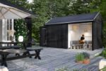 Plus Gartengebäude Classic Multihaus offen mit Einzeltor stirnseitig 423 x 234 cm - Dachpappe, Aluleisten und Bodenanker