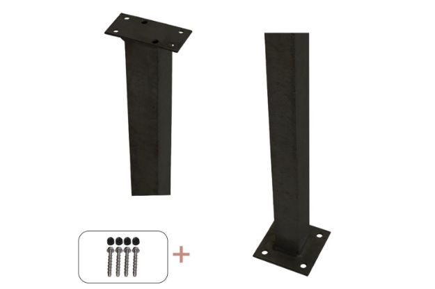 Plus Stahlpfosten quadratisch mit Fuss + Schrauben-Set schwarz 4,5 x 4,5 x 103,3 cm für Handlauf