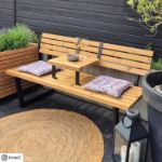 Immagine di Plus Relax Bank mit Hängetisch 150 cm ThermoWood - schwarz