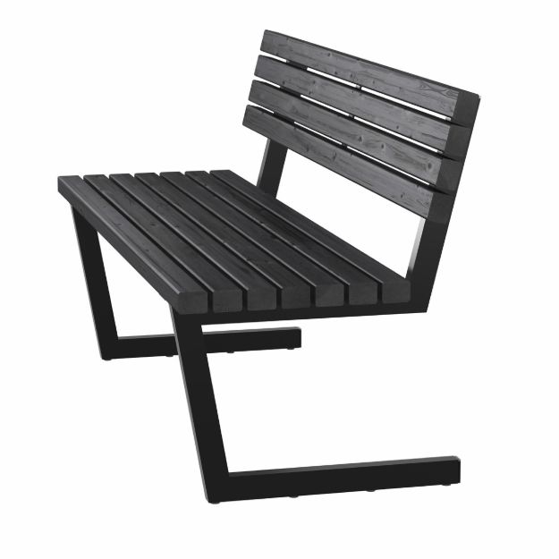 Image de Plus Relax Bank 150 cm ThermoWood schwarz - schwarz