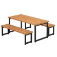 Image de Plus Trend Living Plankengarnitur 166 cm Tisch und Bänke Thermowood - schwarz