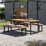 Bild von Plus Trend Living Plankengarnitur 166 cm Tisch und Bänke Thermowood - schwarz