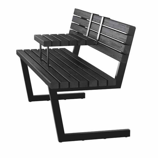 Bild von Plus Relax Bank mit Hängetisch 150 cm ThermoWood schwarz - schwarz