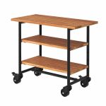 Bild von Plus Urban rollbarer Picknick Pflanztisch - Grilltisch mit 2 RegalfächernThermowood 100 cm schwarz
