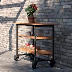 Bild von Plus Urban rollbarer Picknick Pflanztisch - Grilltisch mit 2 RegalfächernThermowood 100 cm schwarz