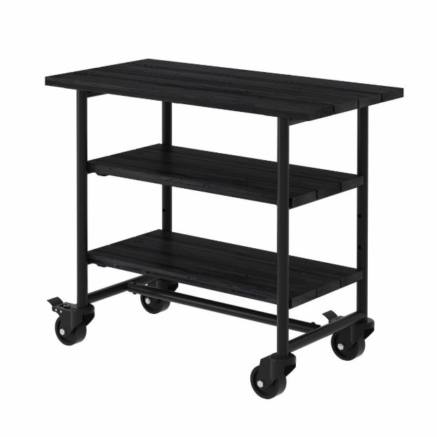 Immagine di Plus Urban rollbarer Picknick Pflanztisch - Grilltisch mit 2 Regalfächern schwarz / schwarz 100 cm