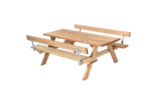 Plus Picknicktisch mit Klappsitzen und 2 Rückenlehnen Thermowood 177 cm