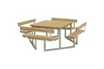 Plus Twist Sitzgruppe Picknicktisch mit 4 Rückenlehnen Thermowood 227 cm