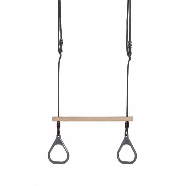 Bild von Plus Lux Trapezschaukel mit Ringen - Grauschwarz