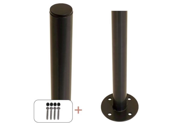 Plus Stahlpfosten rund mit Fuss + Schrauben-Set schwarz 4,2 x 4,2 x 98 cm
