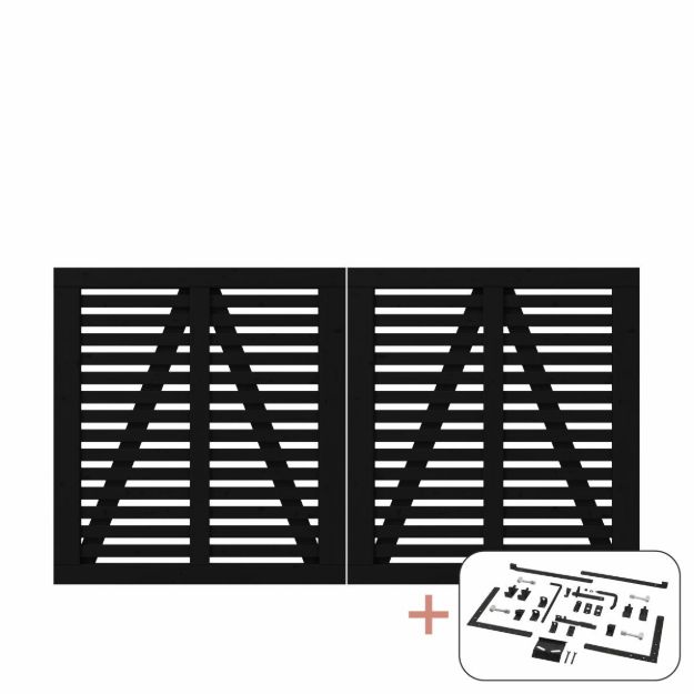Image de Plus Harmoni Doppeltor schwarz 200 x 107 cm mit Beschlägen schwarz