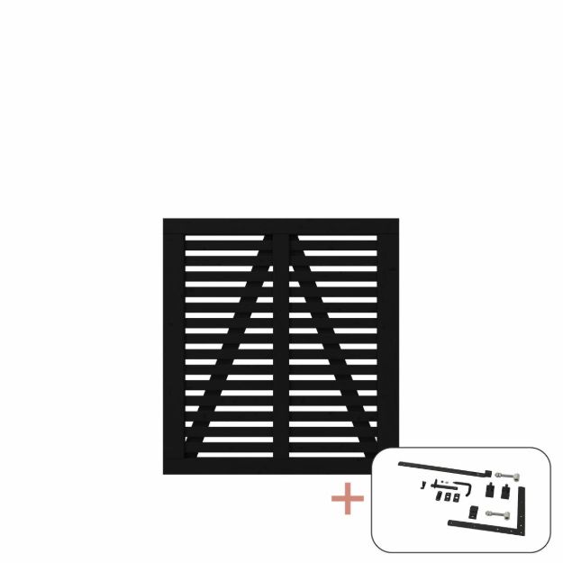 Immagine di Plus Harmoni Einzeltor Gartentüre schwarz 100 x 107 cm mit Beschlägen schwarz