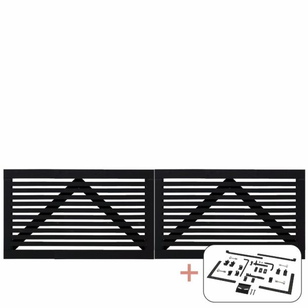Immagine di Plus Tokyo Doppeltor Einfahrtstor schwarz 300 x 90 cm mit Beschlägen schwarz