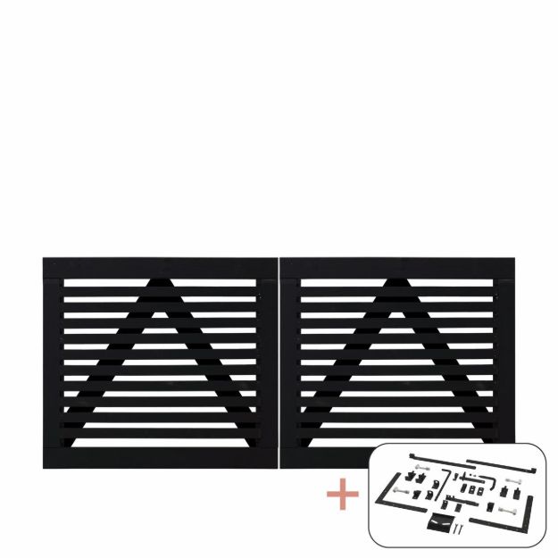 Immagine di Plus Tokyo Doppeltor schwarz 200 x 90 cm mit Beschlägen schwarz