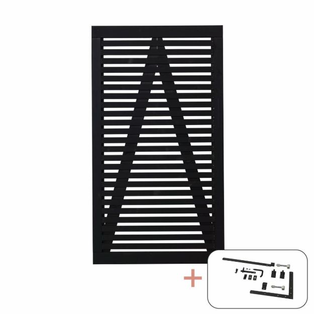 Immagine di Plus Tokyo Einzeltor Gartentüre schwarz 100 x 180 cm mit Beschlägen schwarz