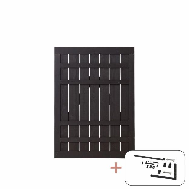 Image de Plus Rustik Einzeltor schwarz 100 x 138 cm mit Beschlägen schwarz