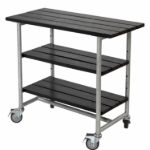 Bild von Plus Urban rollbarer Picknick Pflanztisch - Grilltisch mit 2 Regalfächern Kiefer-Fichte schwarz 100 cm