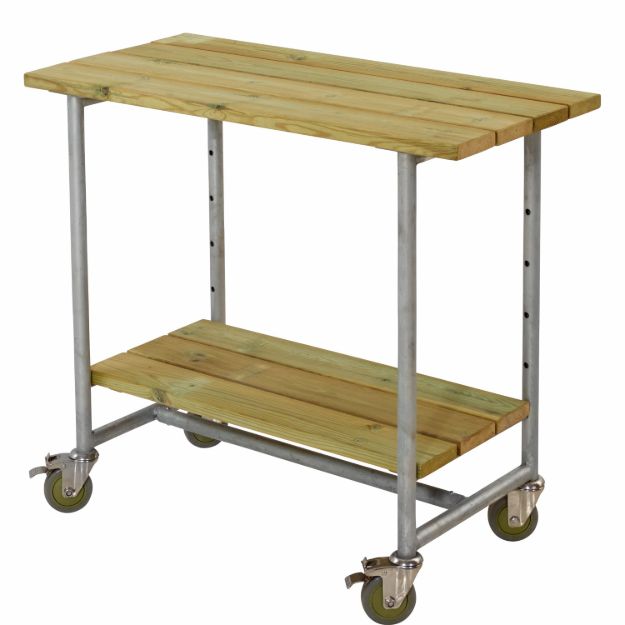 Bild von Plus Urban rollbarer Picknick-Pflanztisch-Grilltisch Kiefer-Fichte druckimprägniert 100 cm